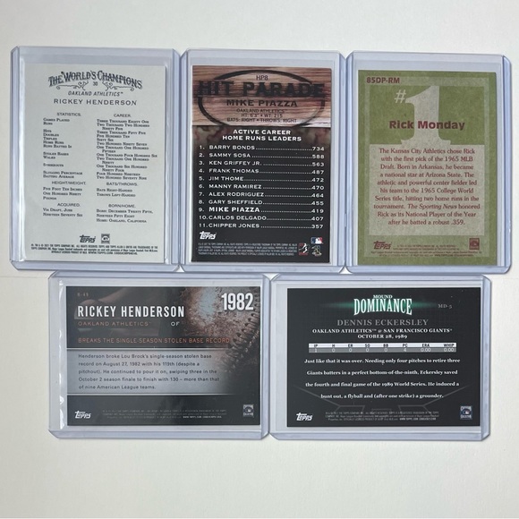 Lot of 5 Oakland Athletics Topps MLB Baseball Cards - Picture 2 of 7